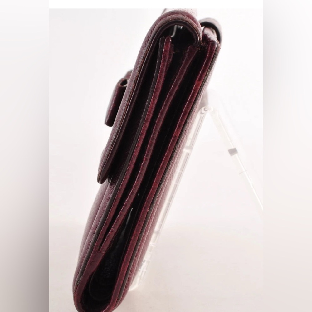 Salvatore Ferragamo Vara Ribbon Bi-Fold Wallet Leather Wine Red Auth EUC - Picture 3 of 16